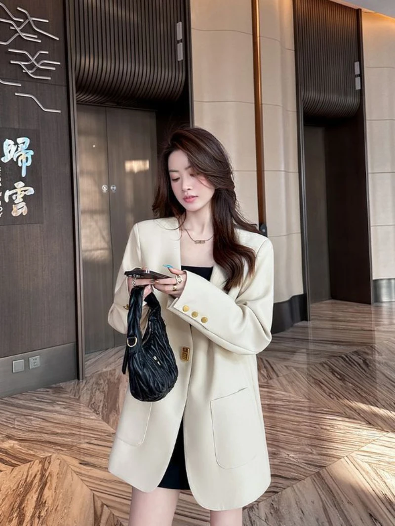 Women\'s Long-Sleeved Button Suit Jacket, Korean Fashion, Street Loose Casual Suit, Female Clothing, Spring, Autumn, 2022