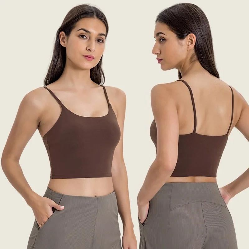 New women's camisole yoga vest, skin friendly and beautiful back, with elastic built-in chest pad, fitness and sports vest