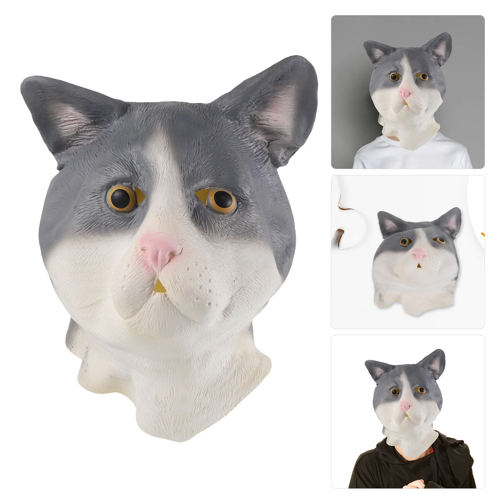 الكبار هالوين القط رئيس قناع واقعية اللاتكس كامل العلوي الحيوان قناع مضحك مخيف تأثيري حلي اكسسوارات الحفلات