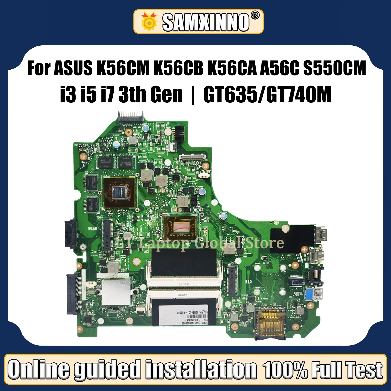 LT Laptop K56CM Mainboard For ASUS K56CB K56CA A56C S550CM S550CB Laptop Motherboard I3-3217U I5-3317U i7-3537U GT635M GT740M