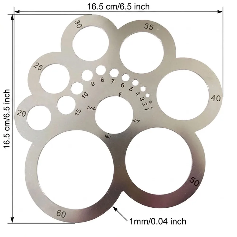 DY008-A2 DIY Round Leather Cutting Tools Metal Corner Cutting Ruler For DIY Leathercraft Tool Working Drawing Leather Project
