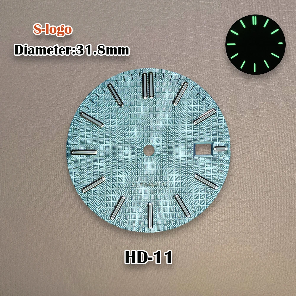 31.8mm High Quality S Logo Dial Waffle pixel AP Mod Dial Suitable NH35/NH36 Automatic Movement Green Luminous NH35 Accessories