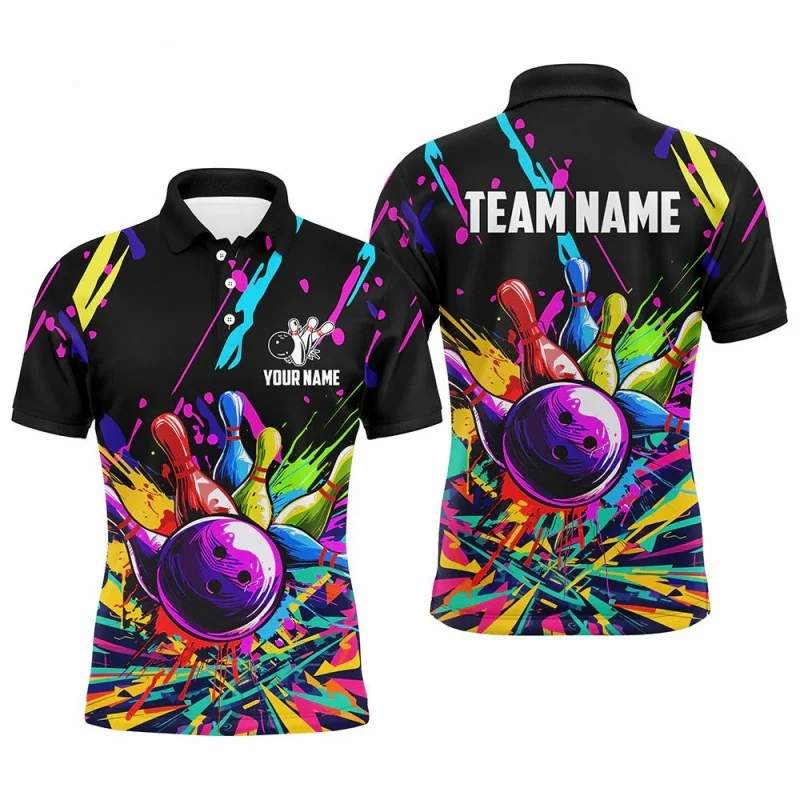 3D Printed Eagle Bowling Polo Shirt For Men Customized Name Pattern Short Sleeves Summer Loose Lapel Tee Shirts Street T-Shirt