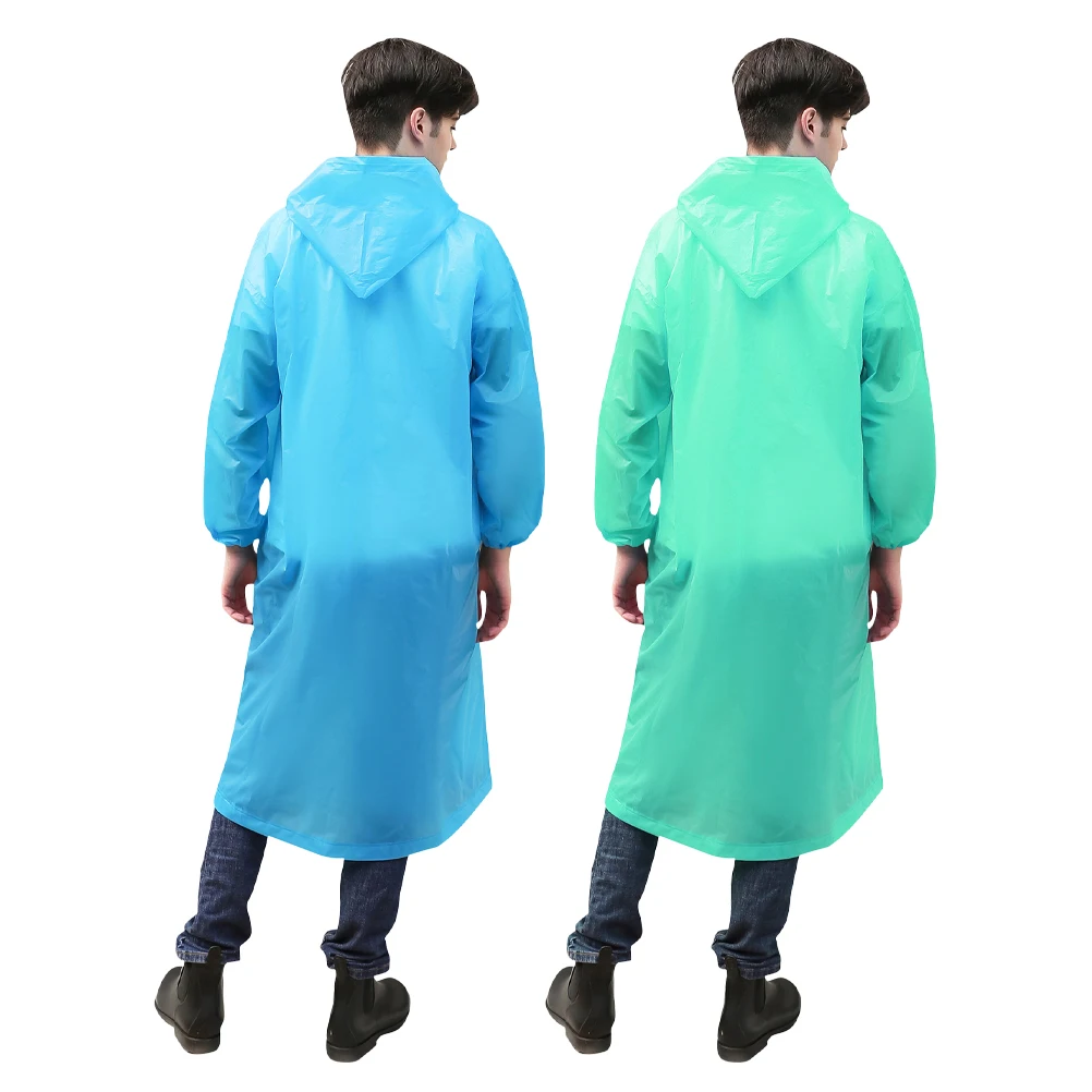 

2pcs Thickened Raincoats Adults Durable Peva Waterproof Windproof Outdoor Hiking Rain Poncho Lightweight Packable Raincoat For
