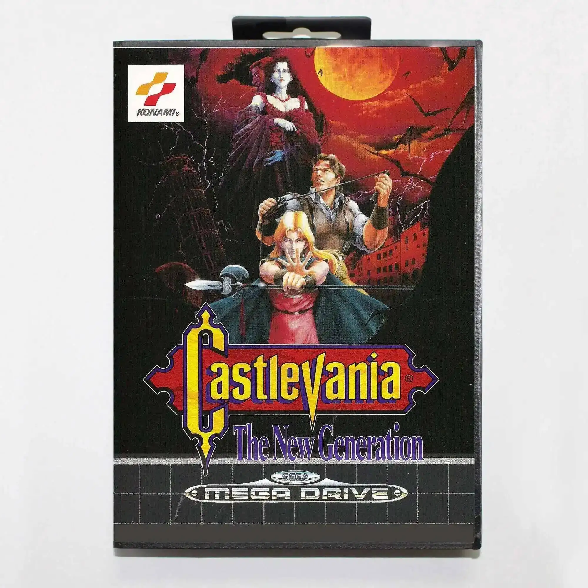 Cartão de jogo Castlevania The New Generation MD com caixa EUR para sistema Sega Megadrive Genesis de 16 bits