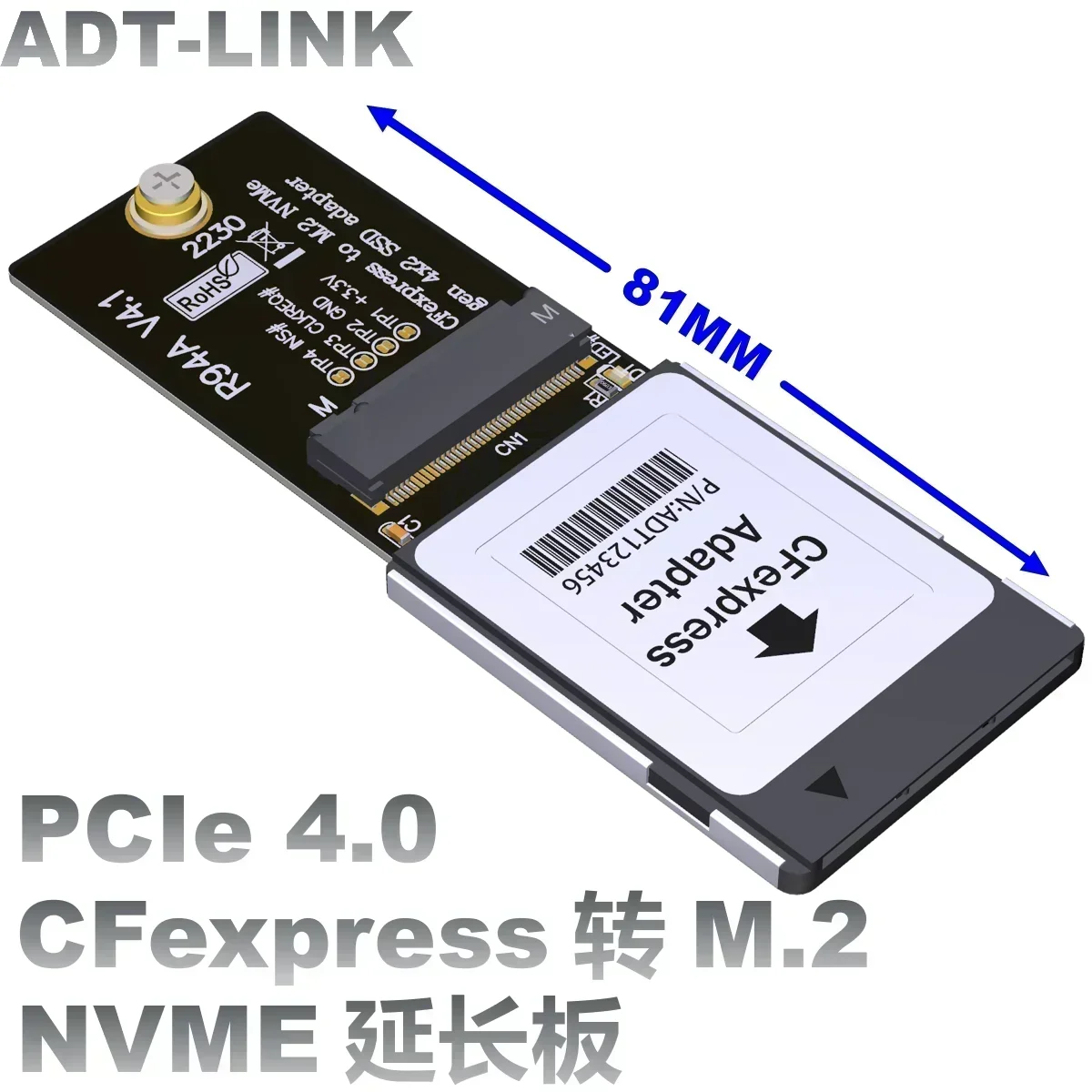 CFExpress Type-B To M.2 NVME Expansion Card PCIe 4.0 Gen4x2 SSD Adapter CFexpress For M.2 NGFF Key M(2230) 22mm x 30mm NVMe Card