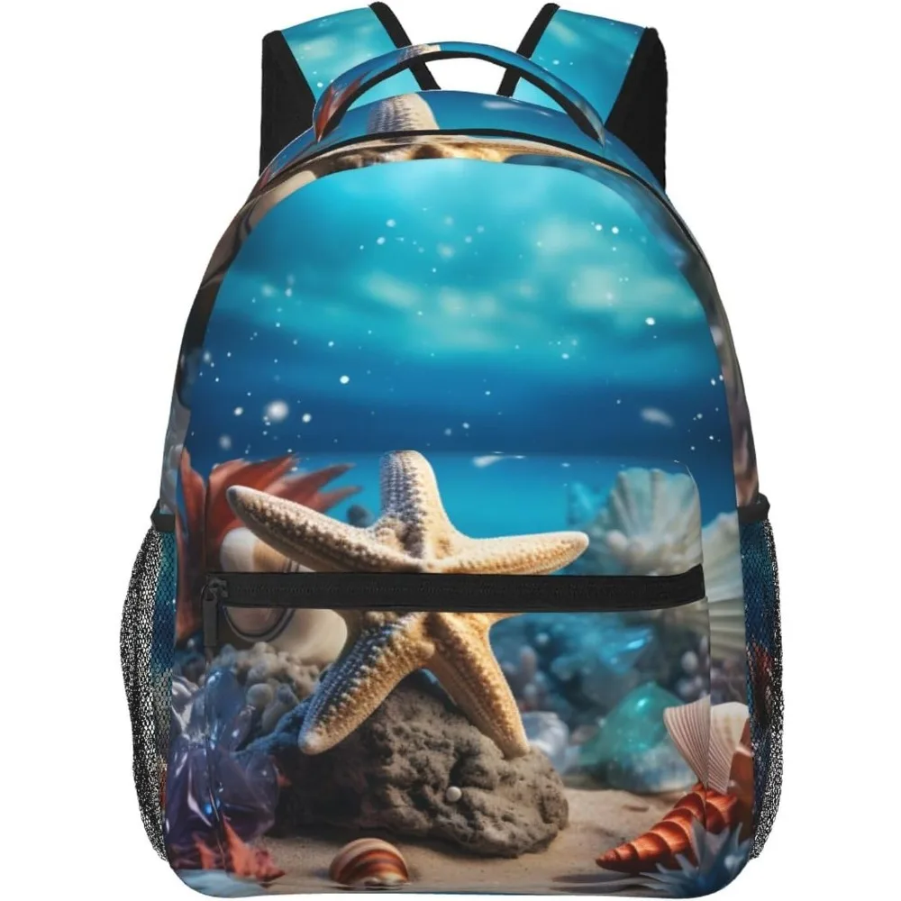 

laptop bag back to school Underwater Starfish Shell Lightweight Laptop Backpack Lightweight Multipurpose Travel Casual Daypack U