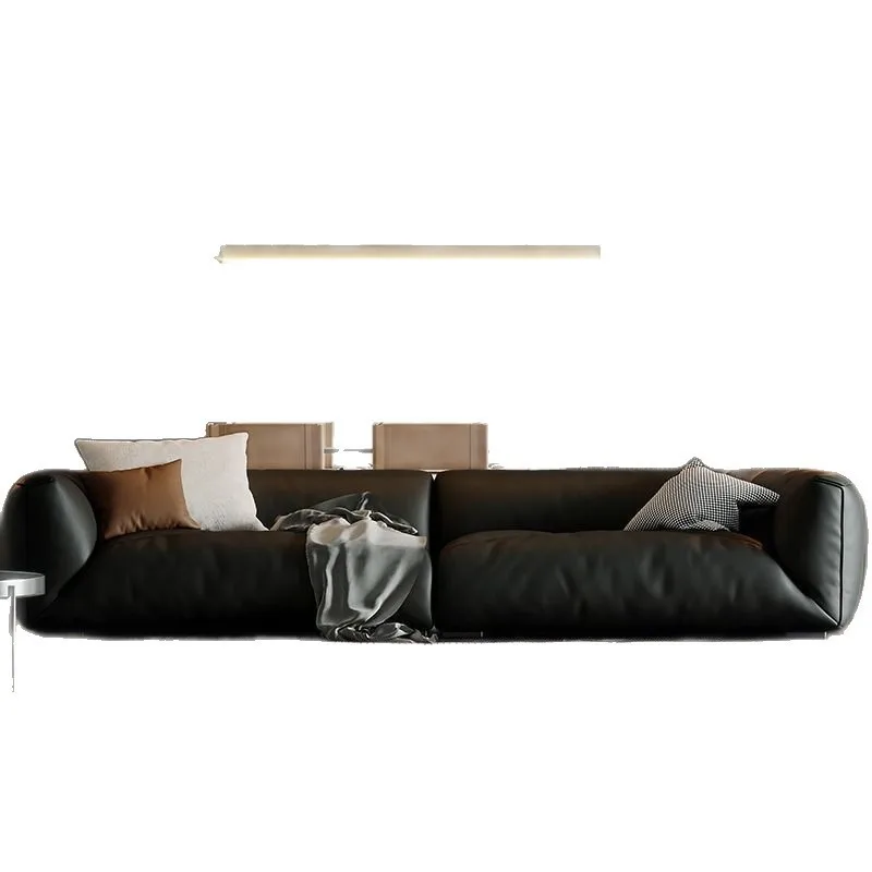 Straight row down household leather sofa Italian minimalist first layer cowhide