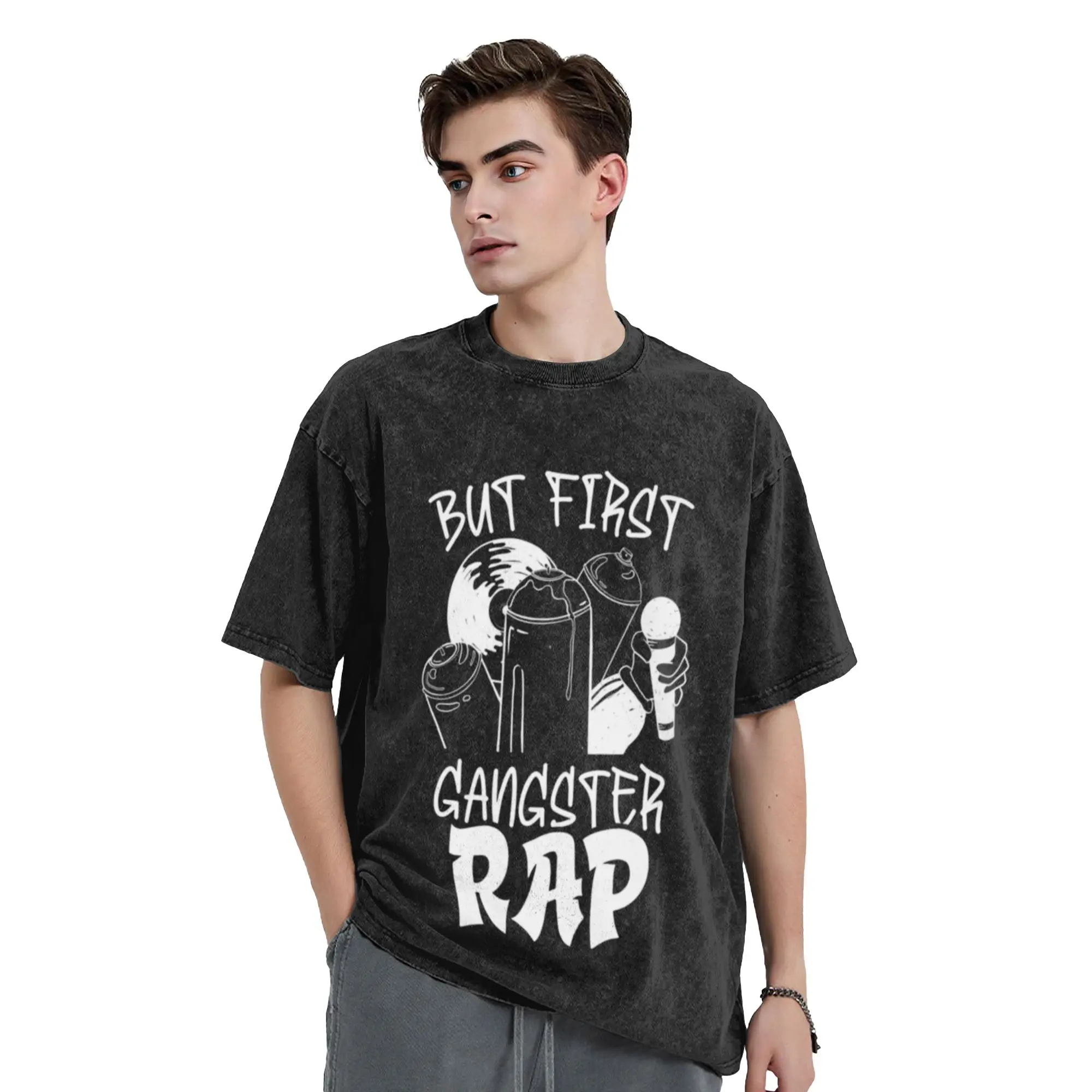 But First Gangster Rap  Perfect Gift hip hop Classic Chic A Vintage Oversized Cotton T-Shirts