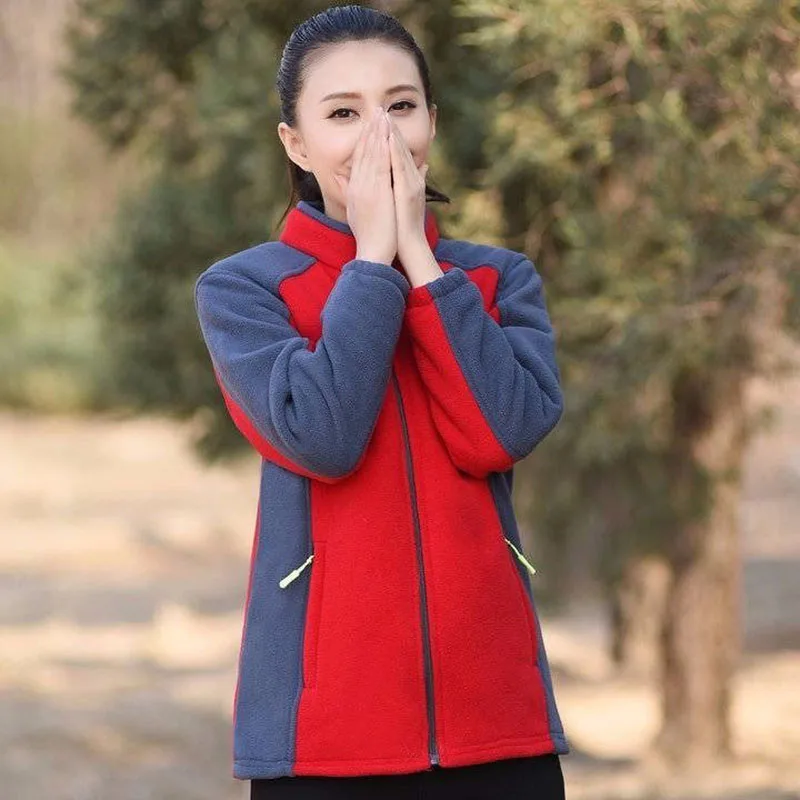 

2022 Autumn Winter Fleece Fleece Jacket Sweatshirt Women Overcoat Loose Thin Cardigan Sweatshirt Mother Casual Outwear Casaco