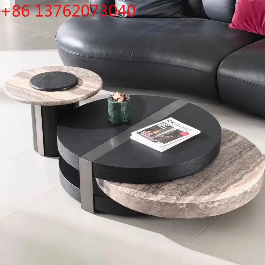 

Итальянский минималистичный круглый журнальный столик, комбинированный светильник, роскошный высококачественный микрокристаллический камень для гостиной, дома