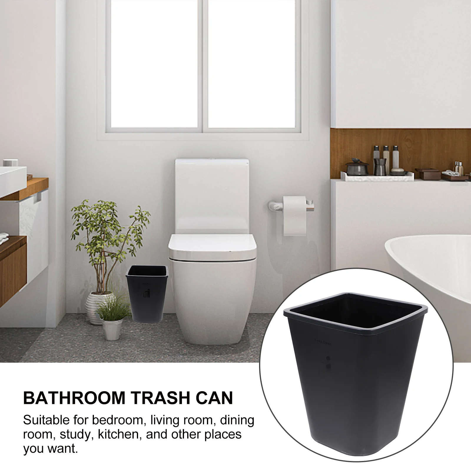 

1pcs Square Trash Can Household Plastic Waste Bin For Bedroom Living Room Kitchen Bathroom Office Desktop Garbage Container