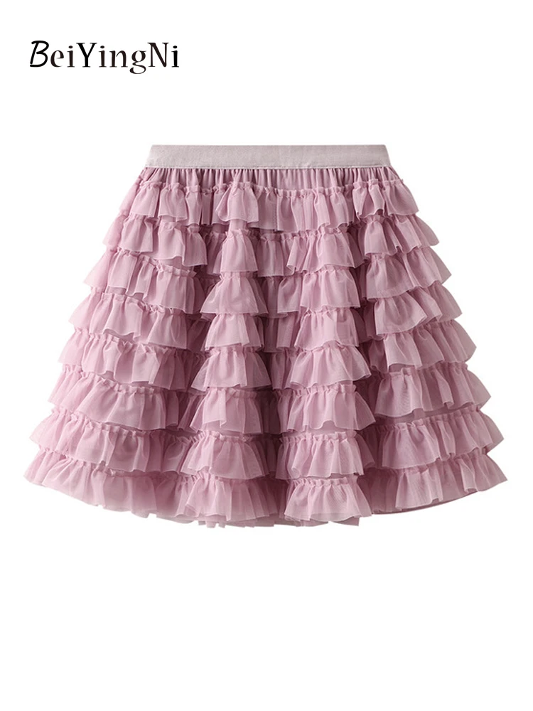 

Beiyingni Summer Kawaii Sweet Cake Short Skirts Women Korean Chic Tiered A-line Mini Skirt for Girls Ballet Dance Tutu Skirt