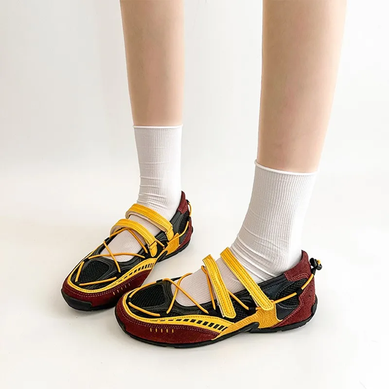 DIMANYU Mary Jane Women Color Blocking 2026 Spring New Women's Flats Shallow Casual Ballet Shoes For Women