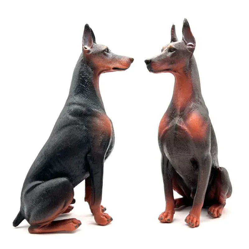 Realistic Solid Animal Simulated Puppy Models: Pitbull, Doberman and Shepherd Pet Dog Toys Figurines