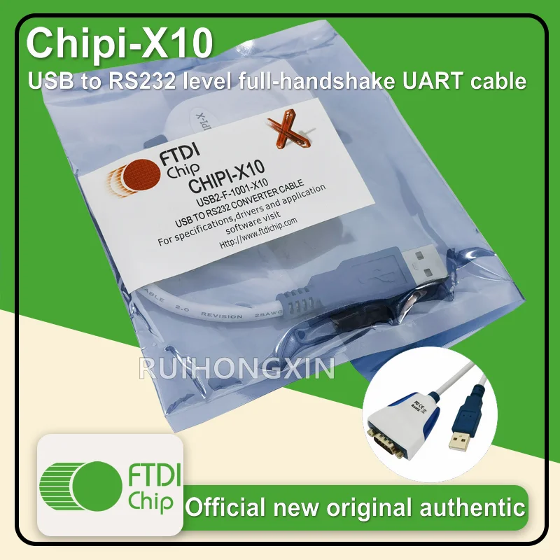 

Chipi-X10 FTDIchip data cable USB to RS232 level full-handshake UART cable 0.1m Male DB9 12Mbps 250kbaud