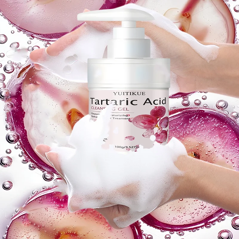 YUITIKUE Tartaric Acid Cleansing Gel Grape Extract Hydrating Gentle Facial Wash Smooth Silky Skin Cleanser 100g