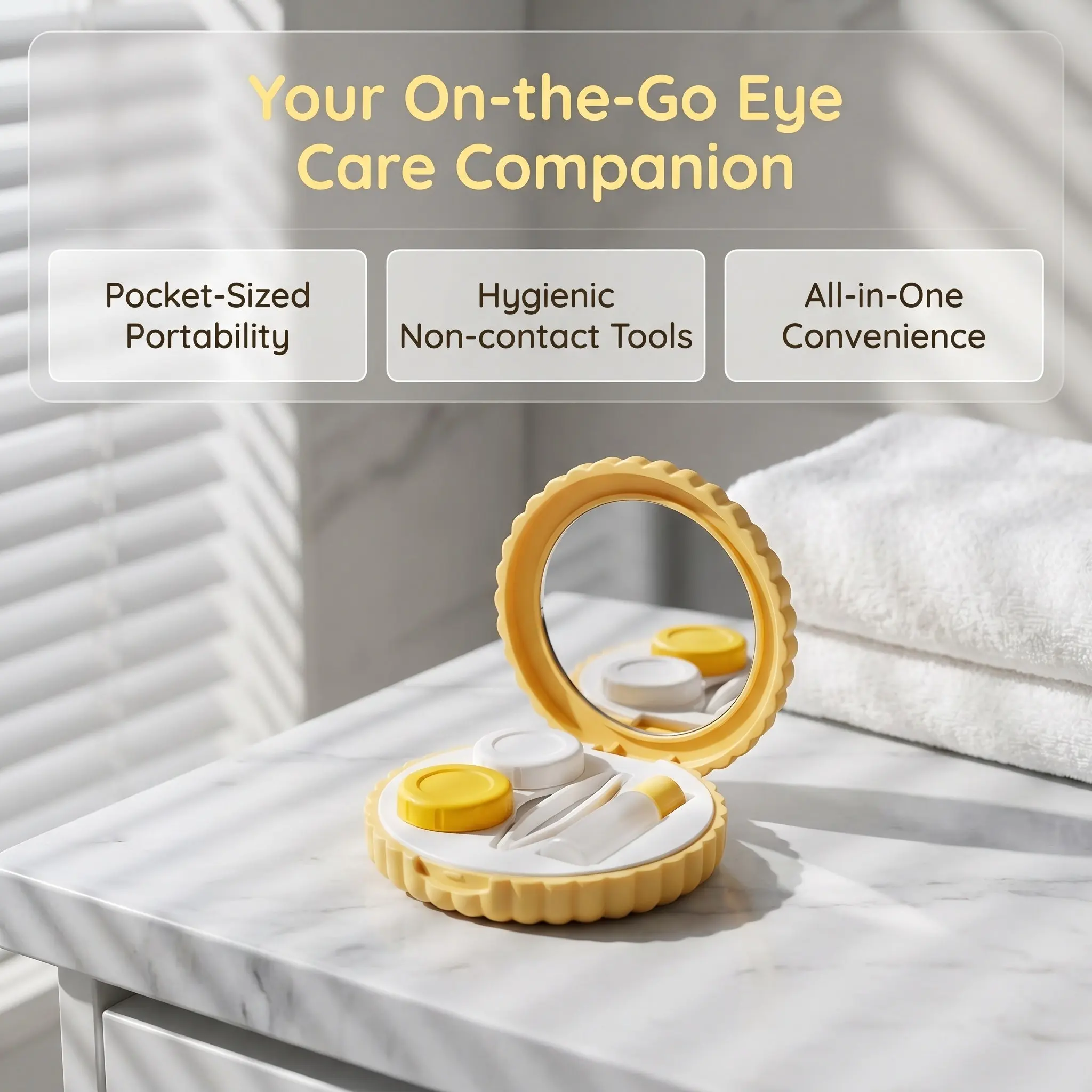 1Set Contact Lens Case Portable Cookie Shape Compact Round Plastic Storage Organizer Leakproof Contact Case Travel Lens Box