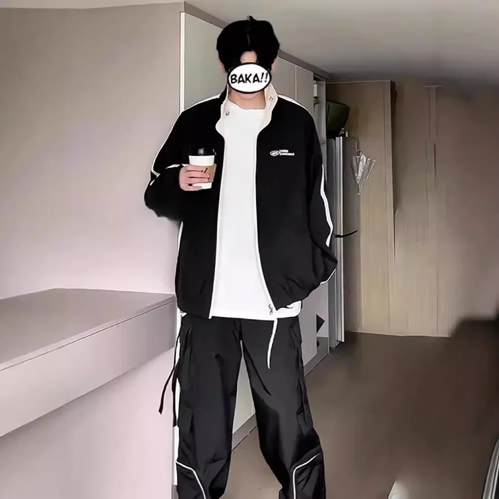 New Men's Spring and Autumn Versatile Handsome Loose Stand up Collar Jacket Fashionable Western Baseball Jacket for Men_voghion.com