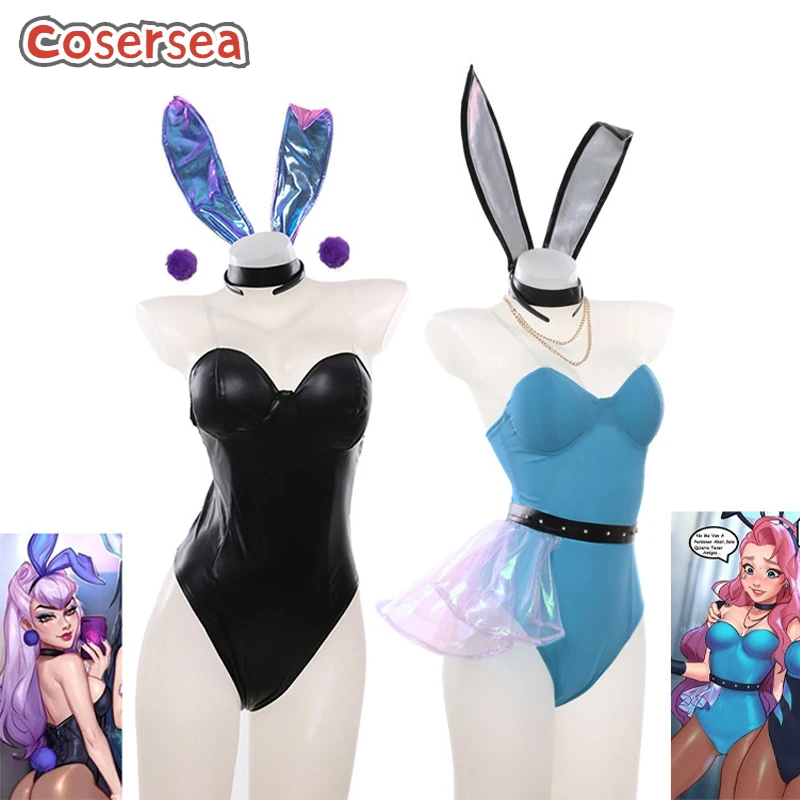 

Cosersea Seraphine Bunny Dress Cosplay Costume Game LOL KDA Seraphine Sexy Women Bunny Suit Jumpsuit Halloween Outfit Fullset