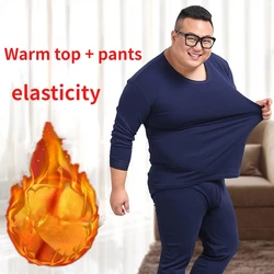 Winter Thermal Underwear Suit Man 6XL Size Fleece keep warm Men Long Johns Loose Elasticity Homewear Nightwear