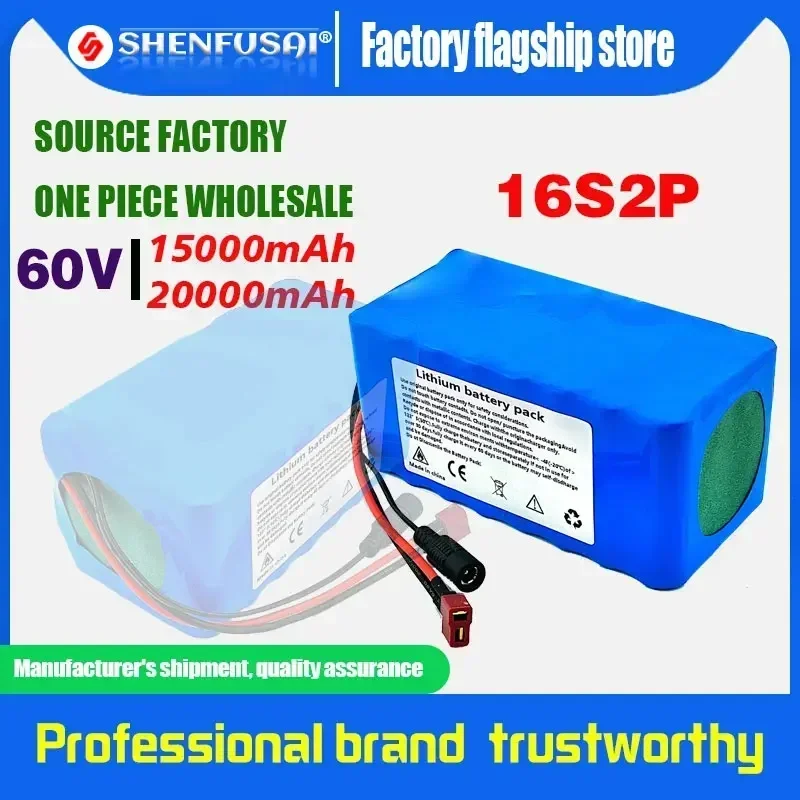 

18650 16S2P 60V 15Ah/20Ah Lithium-Ion Battery Pack Built-In BMS High-Power 1000W Is Suitable For 67.2V E-Bike Electric Scooter.