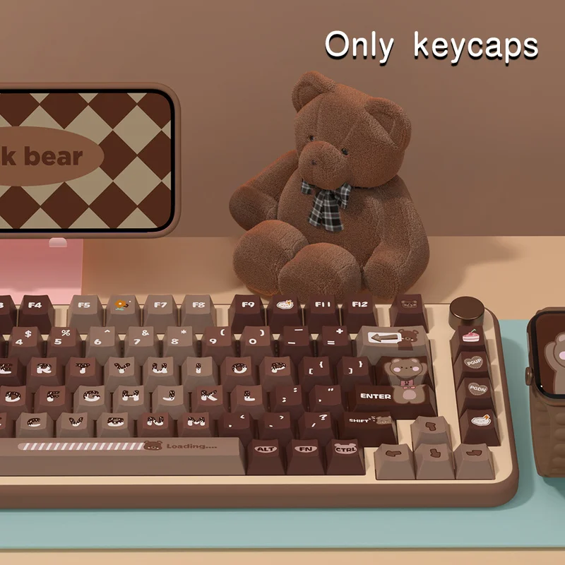 Imagem -06 - Lucky Bear Brown Gradient Keycap Altura de Fábrica Original Material Pbt Sublimado por Calor Bonito Cor Retro 135 158 Key Novo