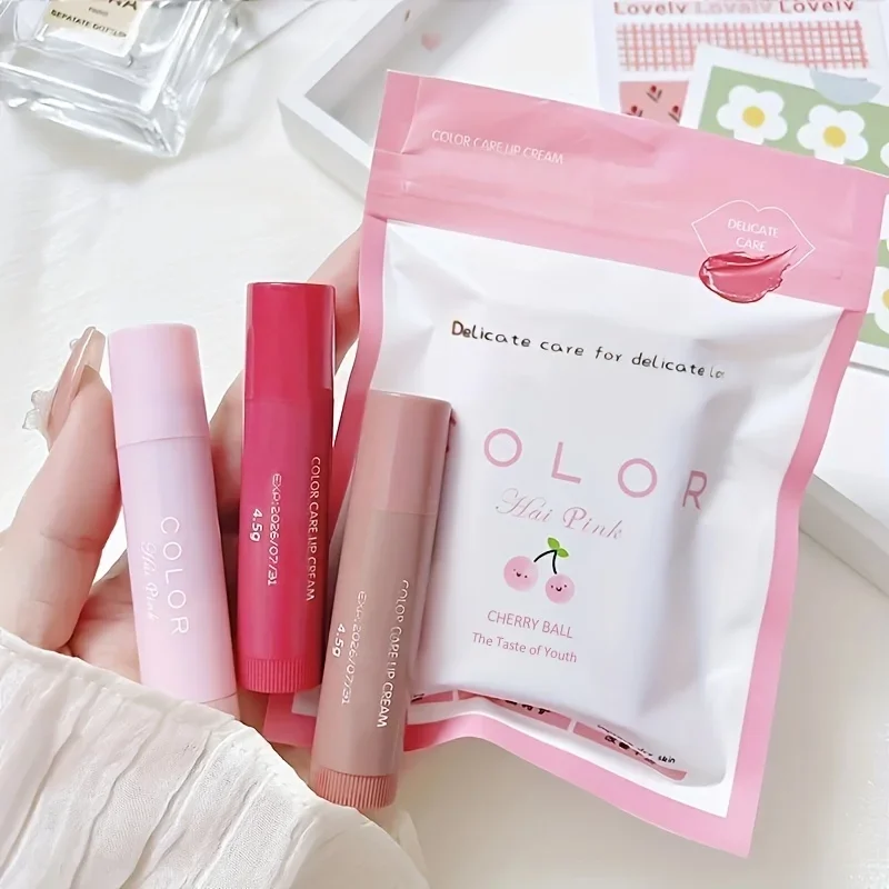Glow Lip Gloss 3 Colors Long-lasting Moisturizing Lip Tint Shiny Lip Makeup Cosmetics diluting lip lines, anti-drying lip balm