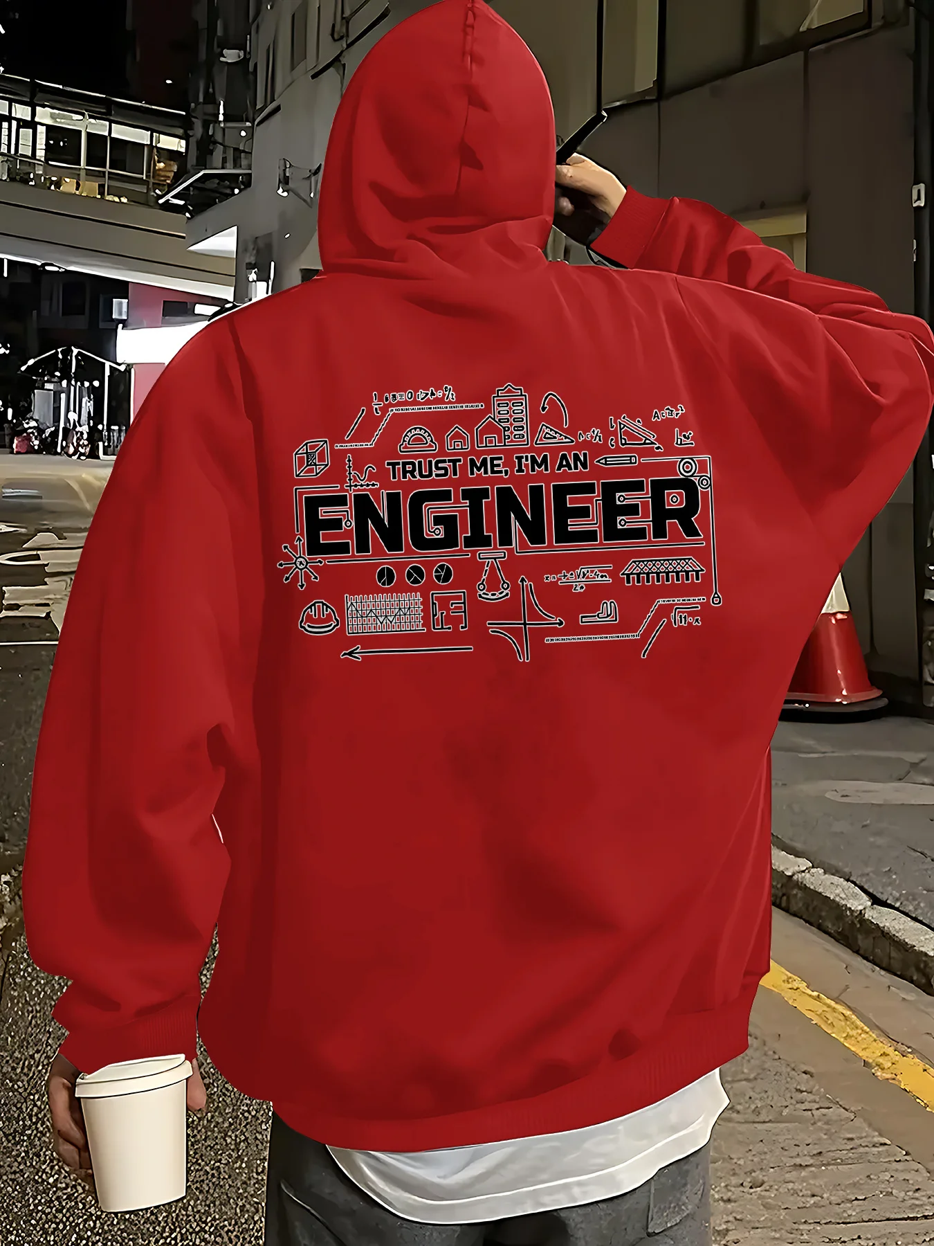 Autumn/Winter Style Men's Hooded Sweatshirt Simple I'm An Engineer Print High Street American Fashion Trend Loose Fit Versatile
