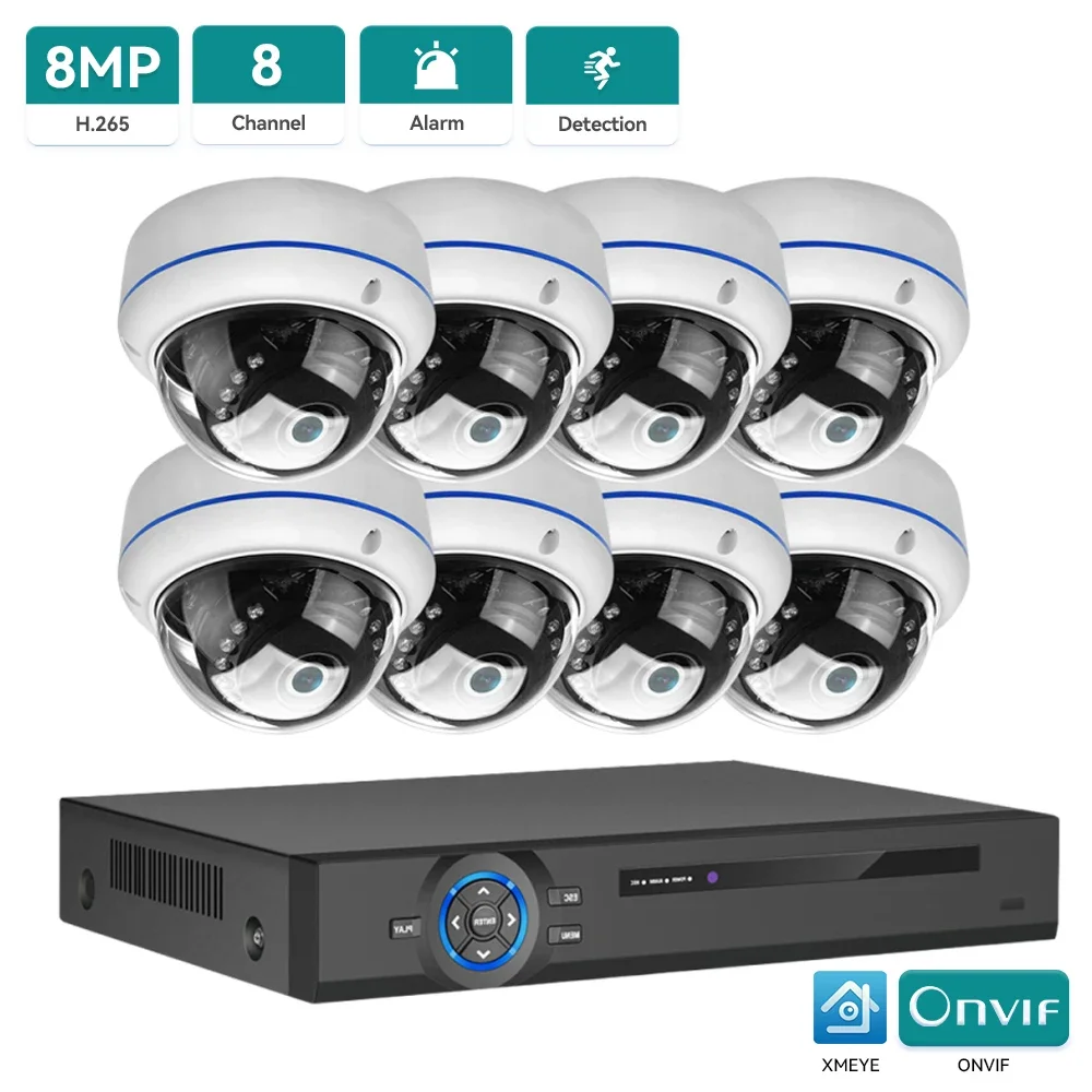 8MP 4K 8CH POE NVR Security Kit Dome IP Camera System Motion Detection Outdoor Waterproof Remote View CCTV Surveillance System