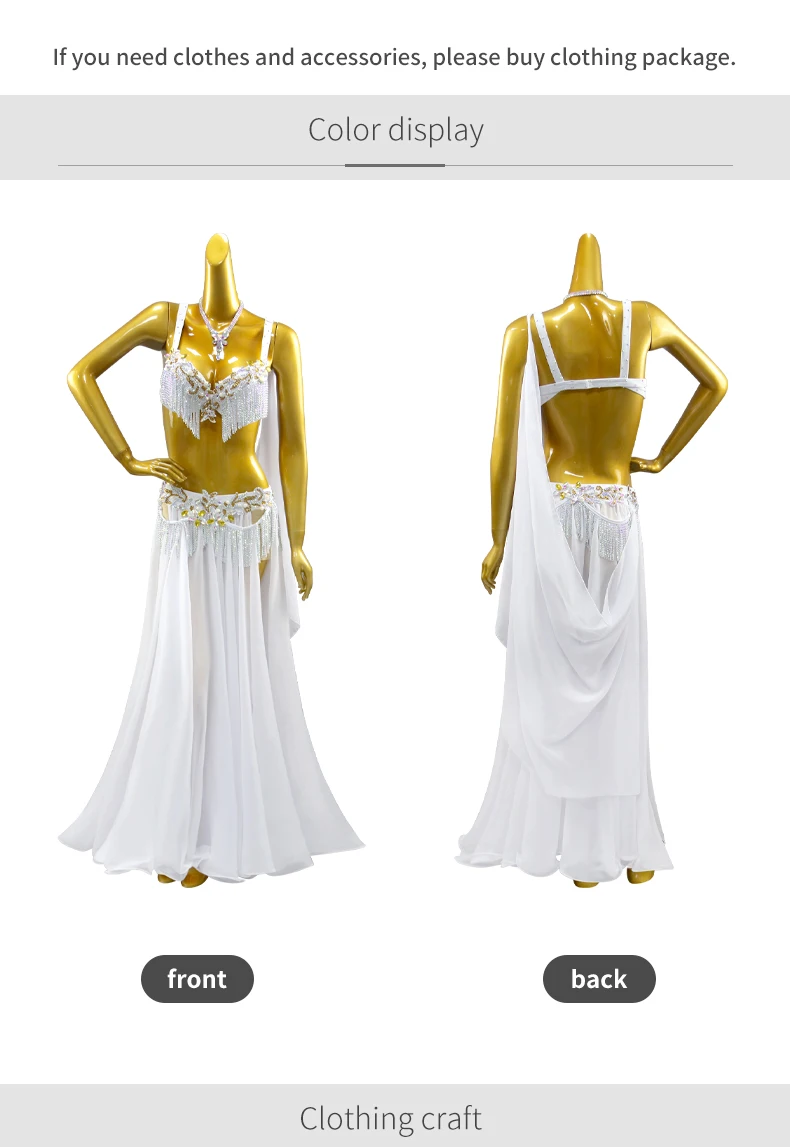 Bauchtanz-Anzug für Damen, Abendkorsett-Kleid, Übungskleidung, Bühnen-Bauchtanz, Arabische Caderines, Unterrichtskleidung, Tanzkleidung, Langer Rock – Detail 5