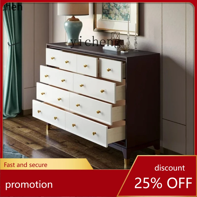 

HXL Solid Wood Chest of Drawers Living Room Affordable Luxury Style Modern Ten Chest of Drawers Bedroom Bed Front Cabinet
