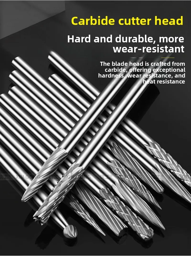 Long Extended Carbide Rotary Burr3*50mm/Tungsten Steel Grinding Milling Bit/Hole‑Expanding Tool for Metal Wood Carving Polishing