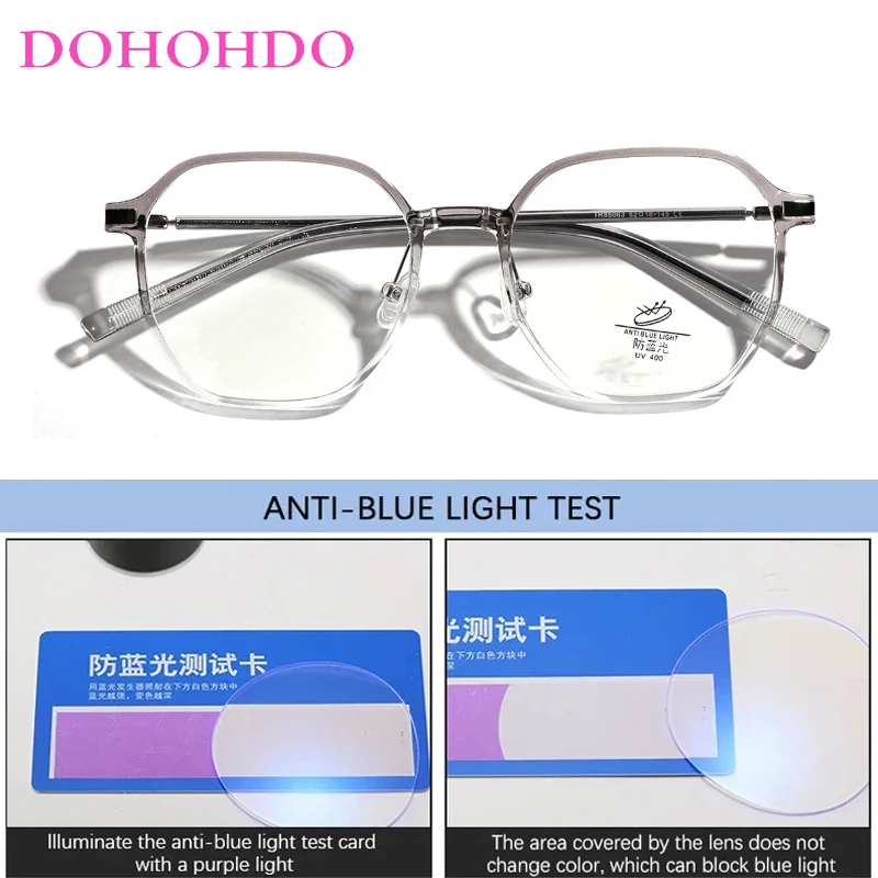 Dohodo-男性と女性のためのポリゴンの正方形の眼鏡、超軽量、アンチブルーレイ眼鏡、芸術的なフラットミラー、コンピューター眼鏡、ファッション、tr90