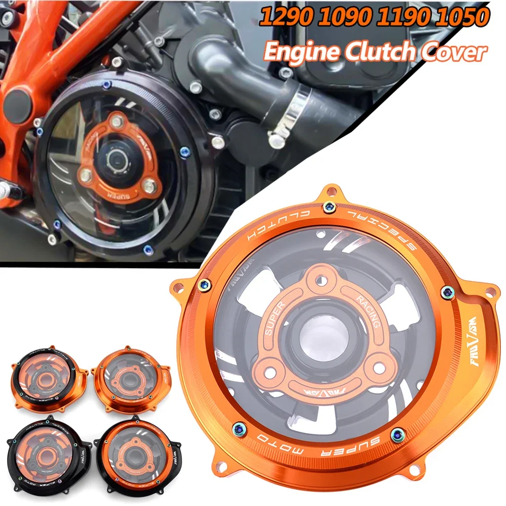 For KTM 1050 1090 1190 1290 Adventure ADV 1290 Superduke R GT Clear Clutch Cover Guard Spring Retainer Engine Protector