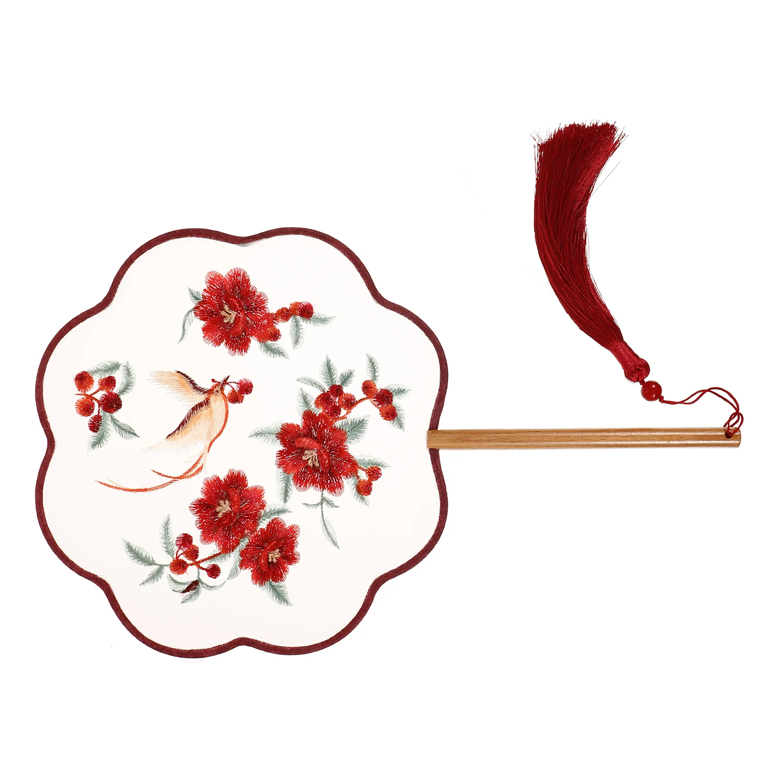 

Embroidered Silk Round Chinese Ancient Style Hand Fan Classical Dance Decor Tassel Circular Fan Traditional Embroidery Craft