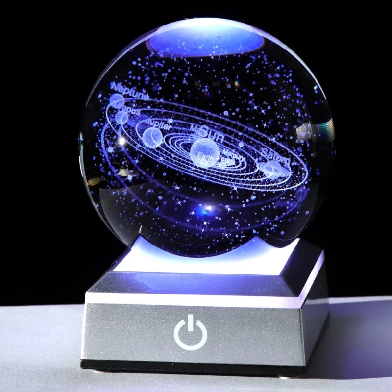 

Creative Crystal Ball 3D Laser Internal Engraving Process Solar System Series Ornaments Home Night Light Decoration Holiday Gift