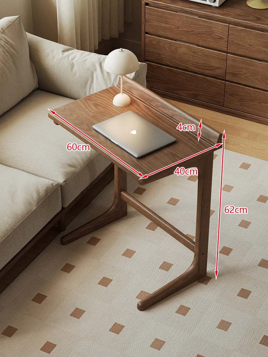 #￥Eco-Friendly Solid Ash Wood Overbed Table, Multi-Functional Side Desk