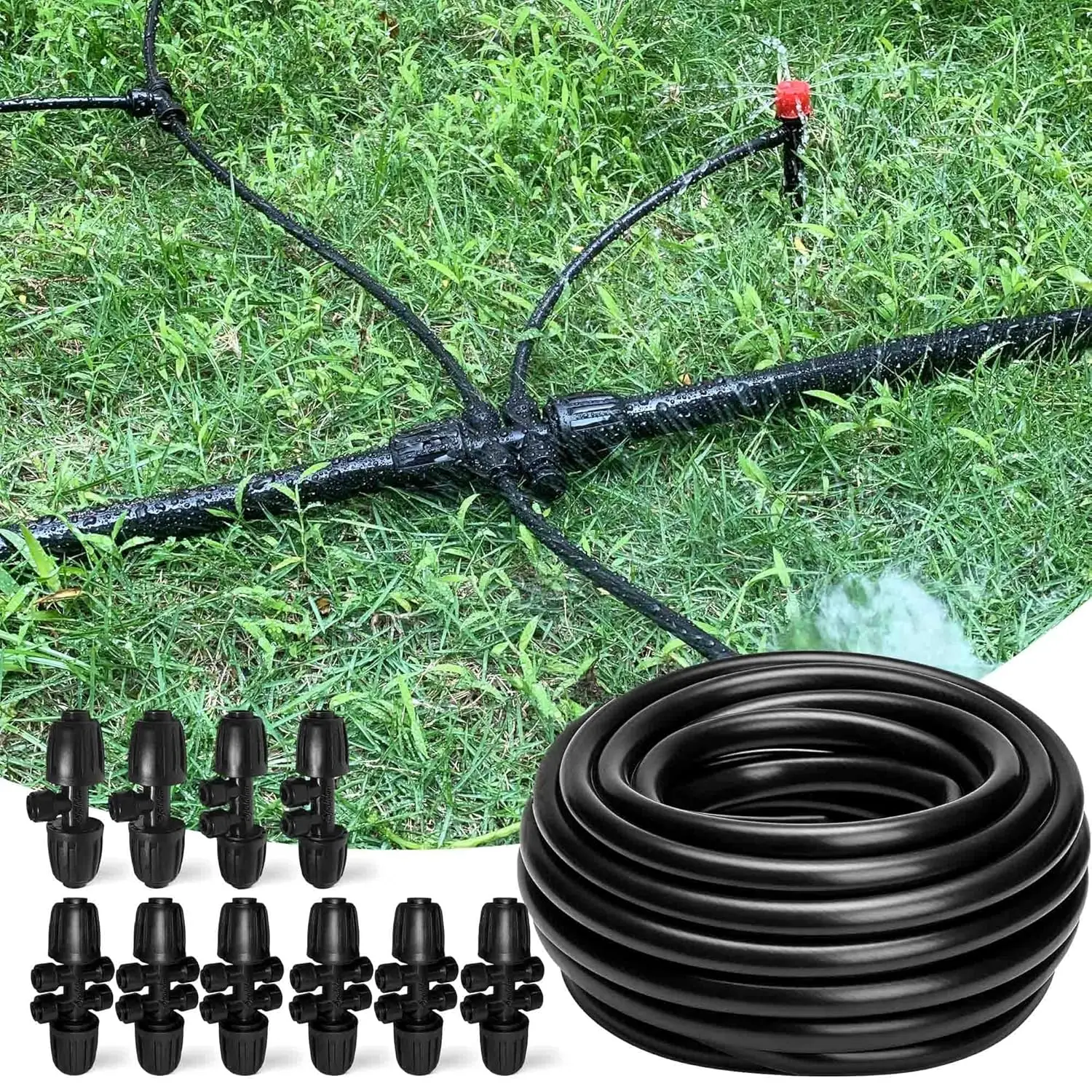 

Трубка для капельного орошения 100 футов, 1/2 дюйма, с фитингами, шлангом и разветвителями для системы полива сада