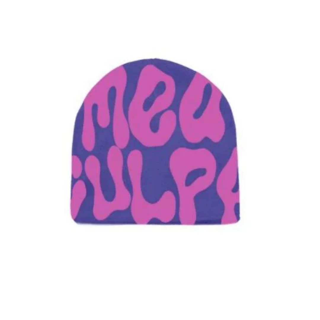 Green Knit Beanie With Yellow Bubble Letter Jacquard Y2K Streetwear Slim Fit Skull Cap Unisex One Size