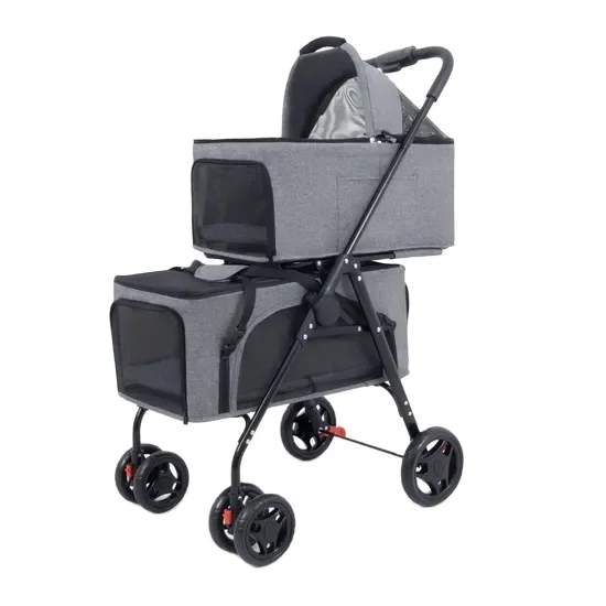 

Lightweight Foldable Portable Pet Stroller Double Layer Can Be Separated Cart for Travel