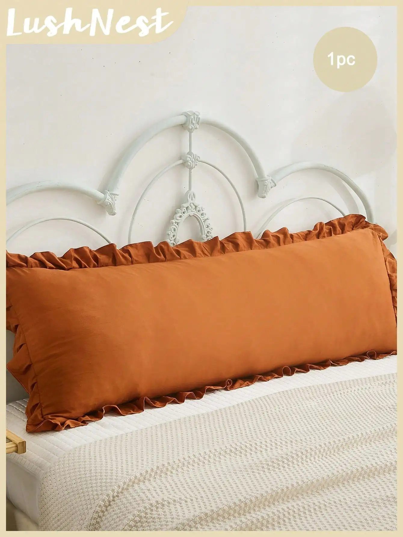 

1 шт. оранжевая полиэстеровая наволочка с рюшами, всесезонный декоративный чехол.