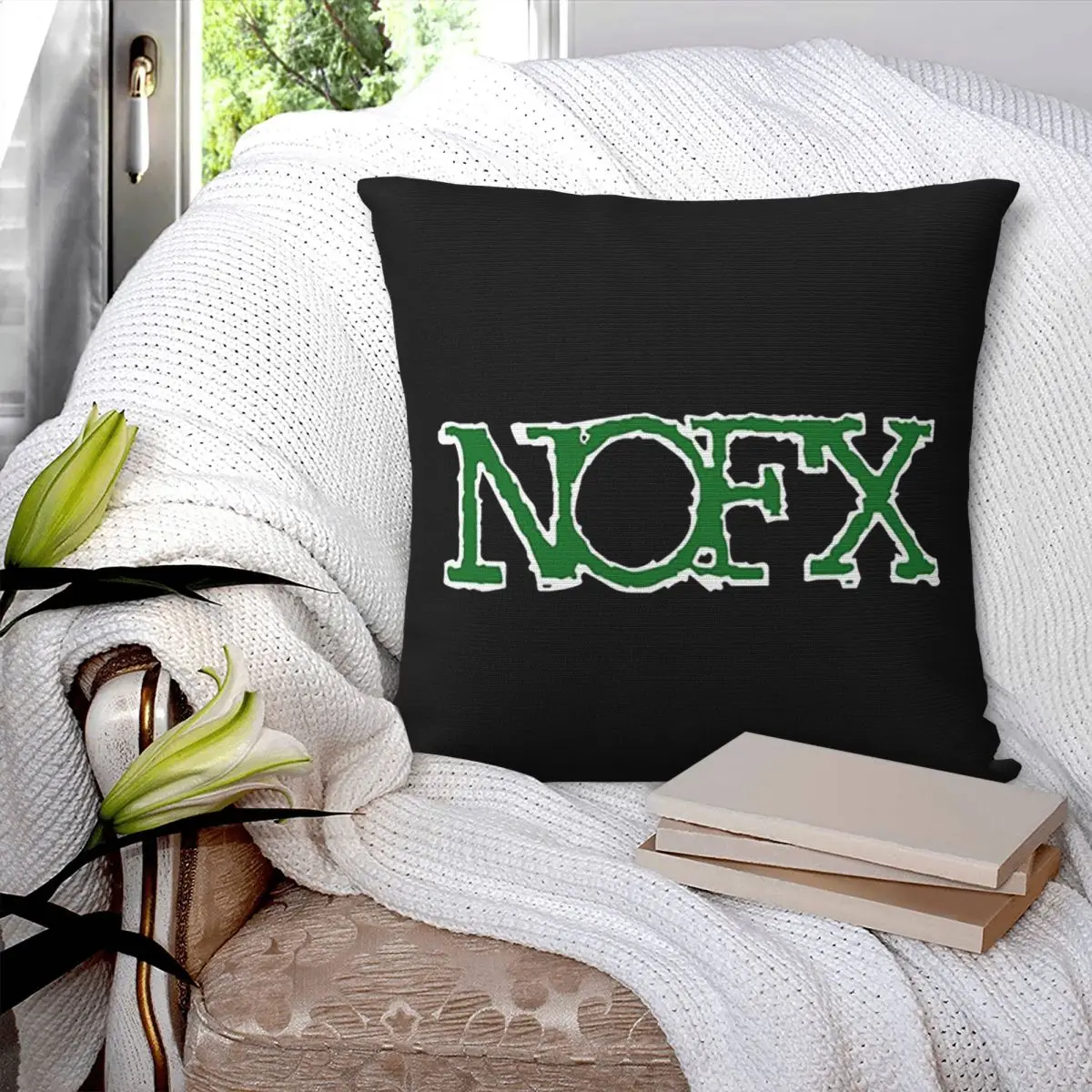 Nofx Band Final Tour Skull Square Pillowcase غطاء وسادة من البوليستر ديكور مريح رمي وسادة لغرفة المعيشة المنزلية #1