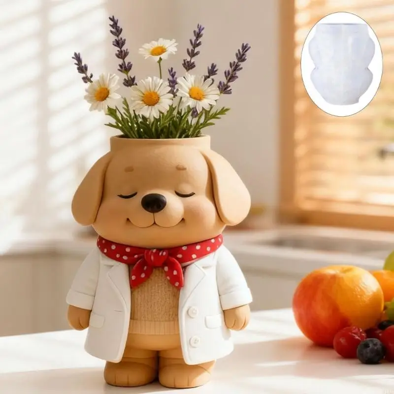 91AF 1 Piece Versatile Canine Silicone Mold for DIY Enthusiasts Crafting Planters Holders and Decorative Items