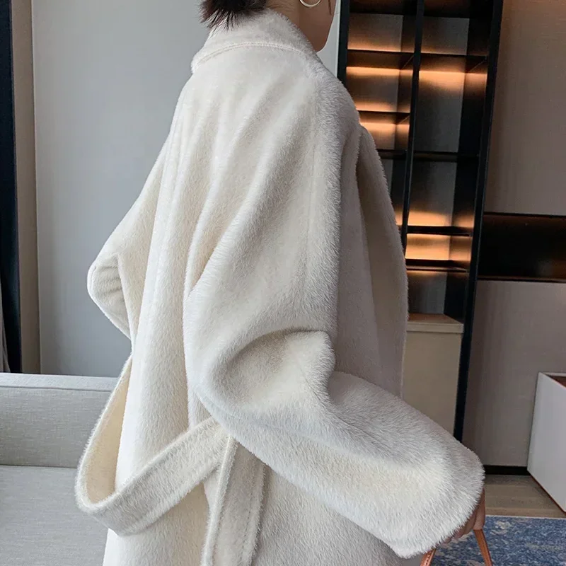 2025 Cashmere Coat Mid-length Alpaca Double-sided Woolen Coat