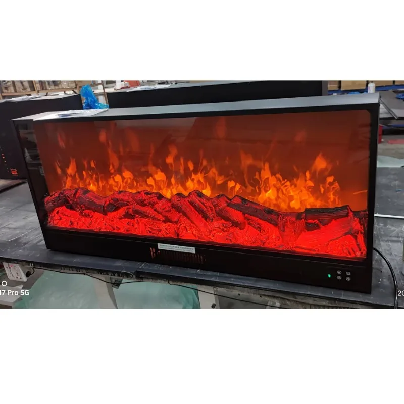 Customised LED Electric Fireplace Heater Wood Steel Wall Mounted Easy Flame Effect Insert for Indoor Decorative Element