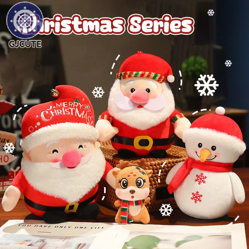 Leuke Cartoon Kerst Serie Pop Knuffels Kawaii Kerstman Sneeuwpop Elanden Knuffels Zachte Knuffels Kerstcadeaus