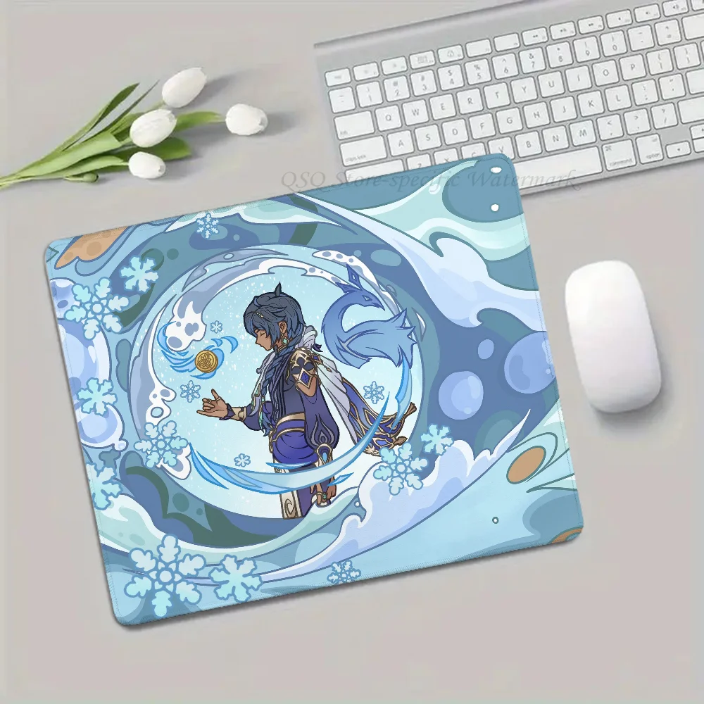 Genshin Impact Kaeya Mousepad tappetino per Mouse piccolo con medaglione per giocatori, tappetino da scrivania per Computer, gomma antiscivolo