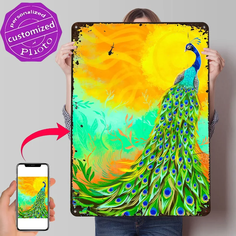 Peacock 3D Texture Metal Poster Customized Wall Art Tin Sign Gift for Mancave Article Decoration Gaming Funny Signs Room Decor