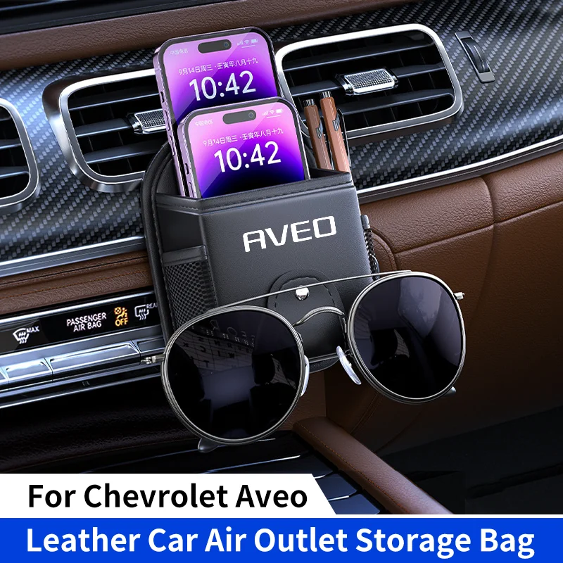 Car Air Outlet Debris Storage Bag For Chevrolet Aveo T200 T250 Mobile Phone Sunglasses Vent Dashboard Tidy Hanging Organizer Box